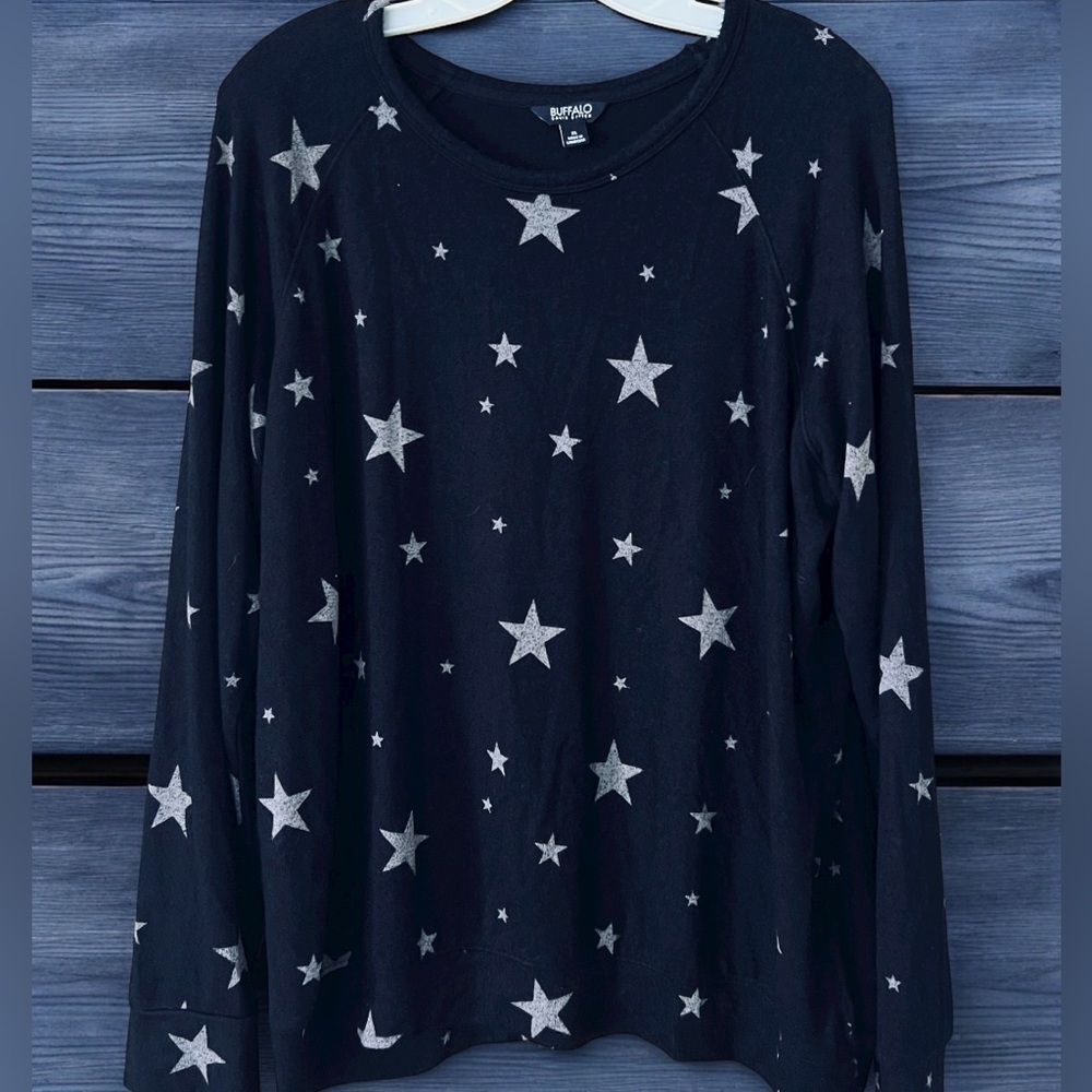 Buffalo David Bitton Black Star Print Long Sleeve Sweater